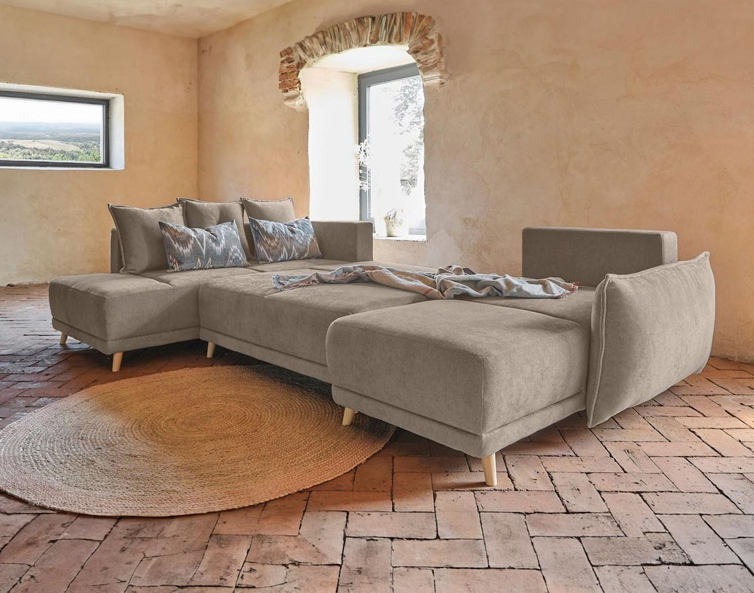 Lena - Canapé scandinave d'angle panoramique convertible gauche