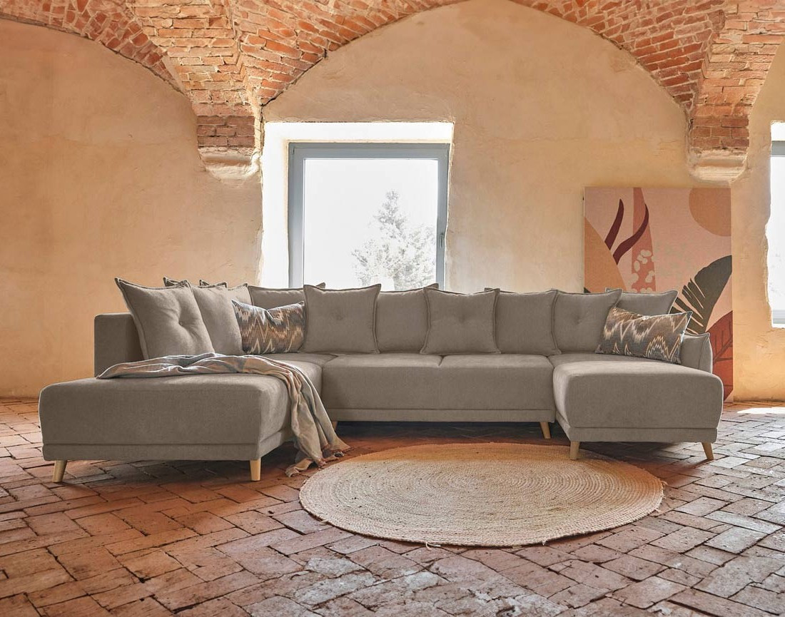 Lena - Canapé scandinave d'angle panoramique convertible gauche