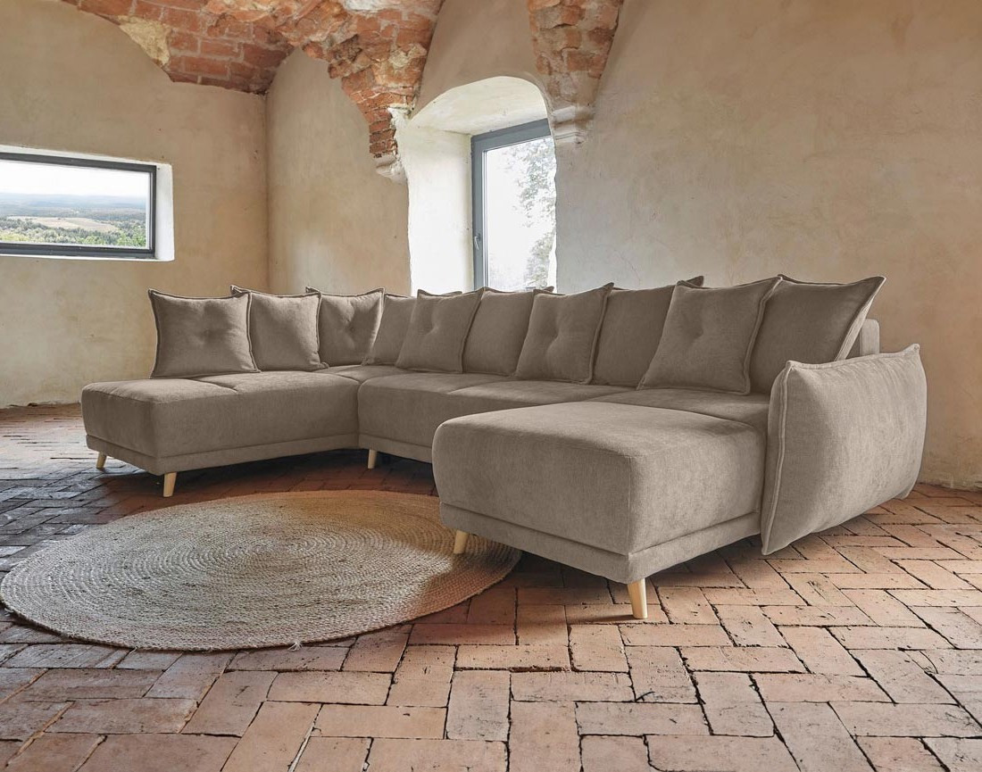 Lena - Canapé scandinave d'angle panoramique convertible gauche