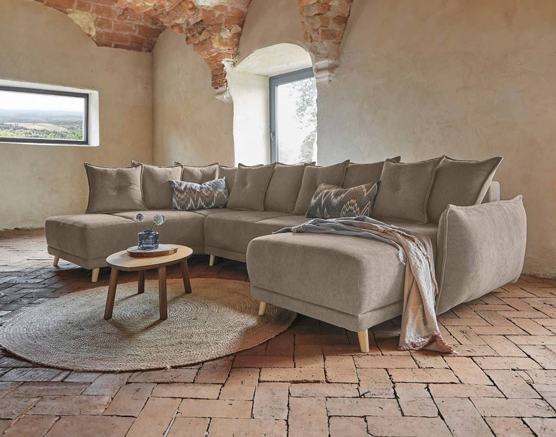 Lena - Canapé scandinave d'angle panoramique convertible gauche