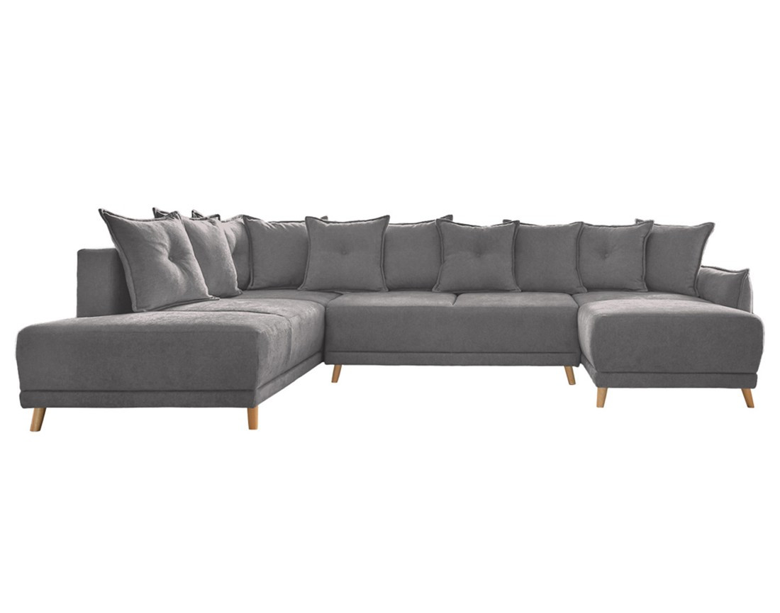 Lena - Canapé scandinave d'angle panoramique convertible gauche