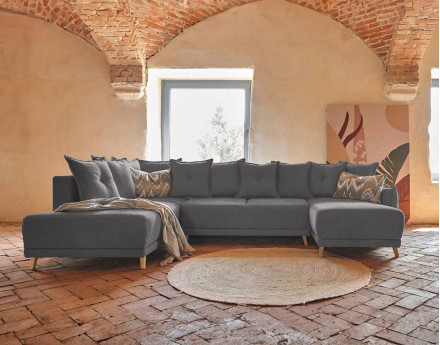 Lena - Canapé scandinave d'angle panoramique convertible gauche