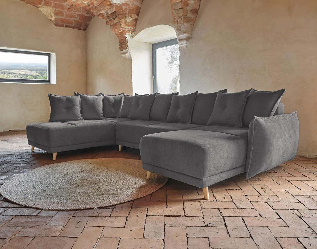 Lena - Canapé scandinave d'angle panoramique convertible gauche