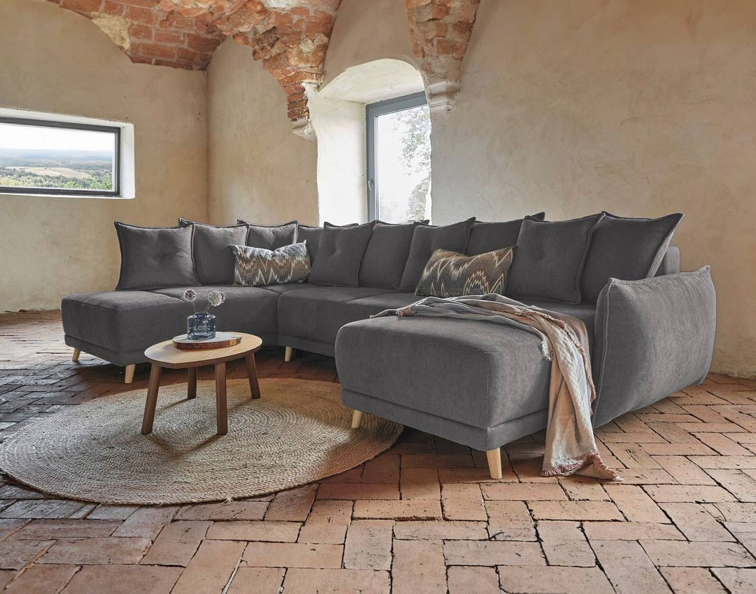 Lena - Canapé scandinave d'angle panoramique convertible gauche