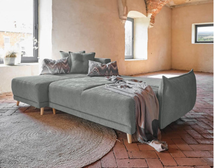 Lena - Canapé scandinave d'angle réversible convertible avec rangement