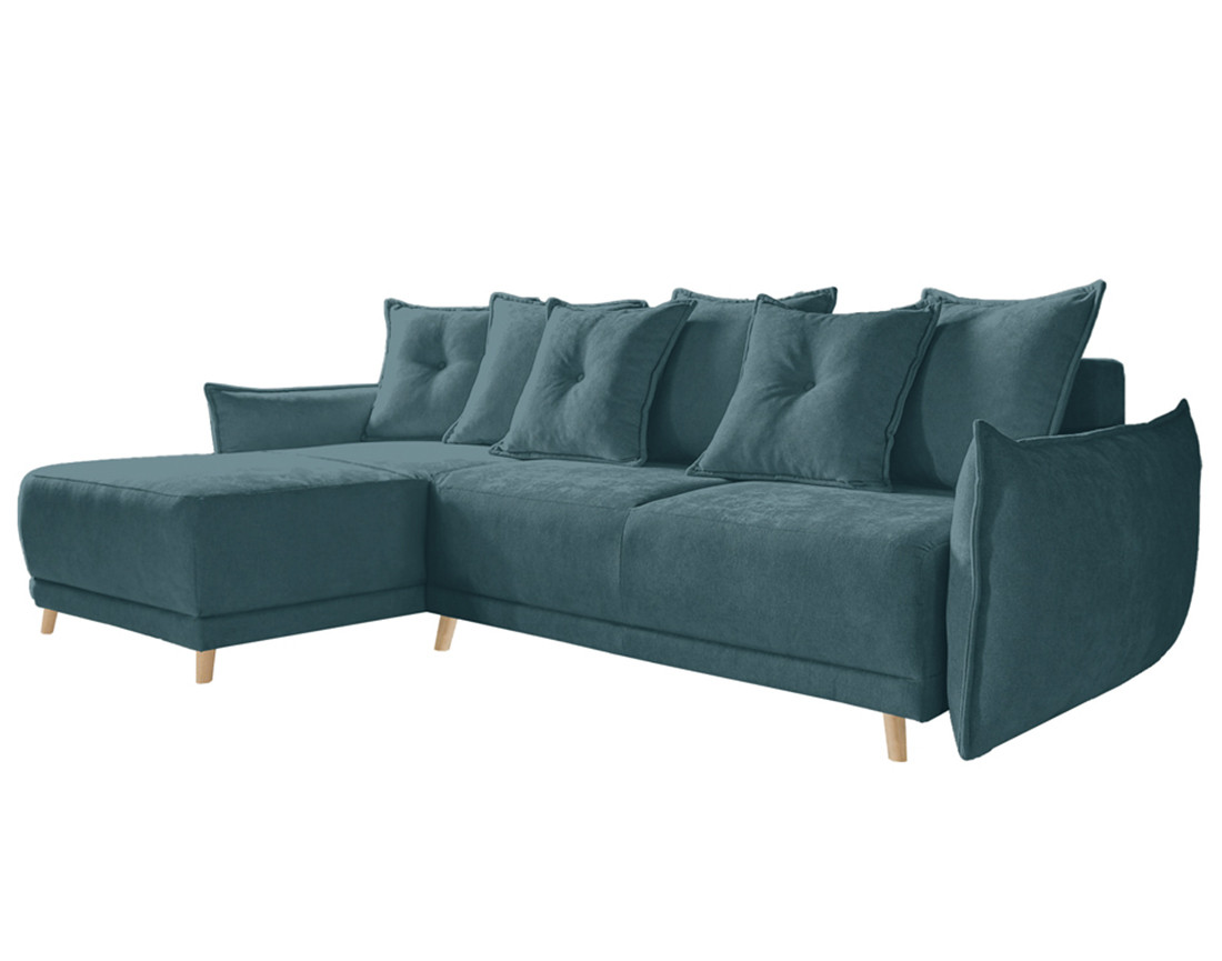 Lena - Canapé scandinave d'angle réversible convertible avec rangement