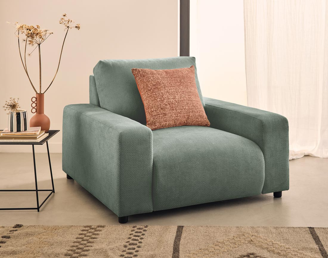 Fauteuil en velours texturé Pivoine