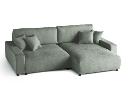 Canapé d'angle réversible 4 places convertible avec coffre en velours texturé Pivoine