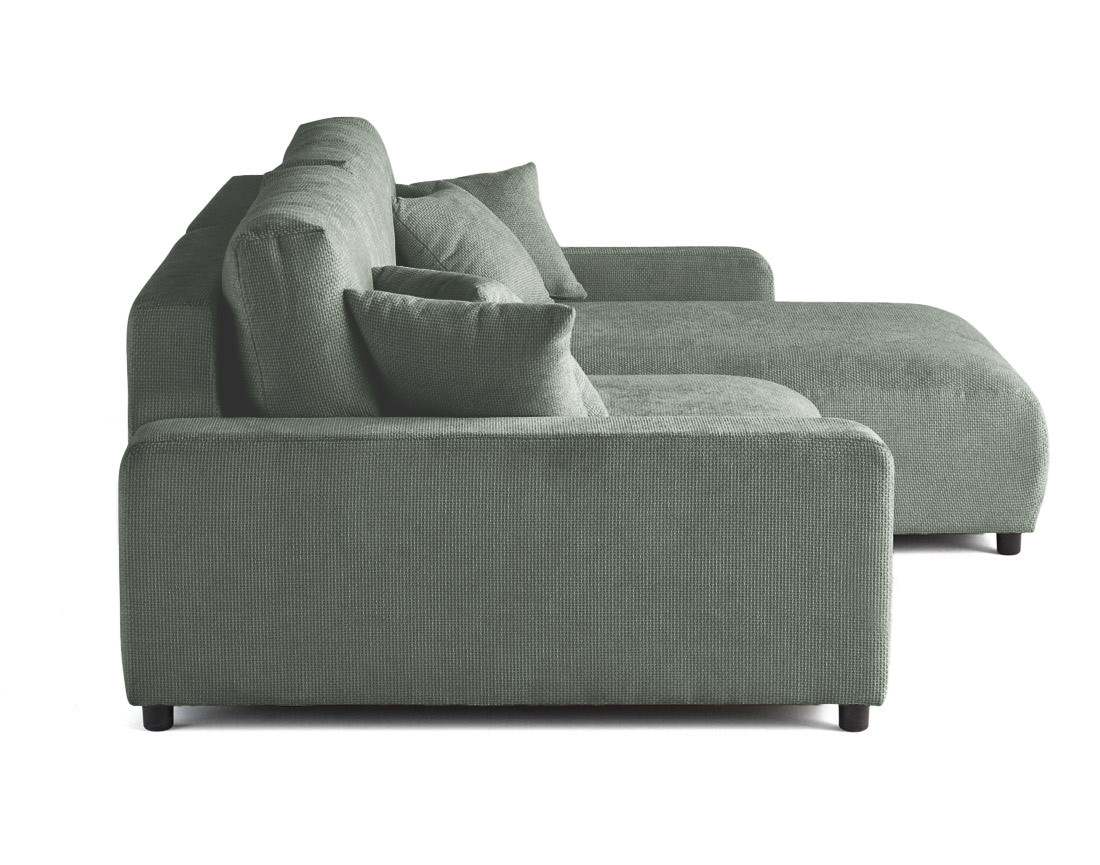 Canapé d'angle réversible 4 places convertible avec coffre en velours texturé Pivoine