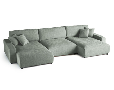 Canapé panoramique en U 7 places convertible avec coffre en velours texturé Pivoine