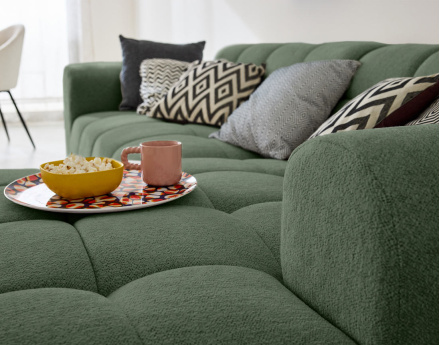 Canapé d'angle droit 4 places en tissu texturé Ray