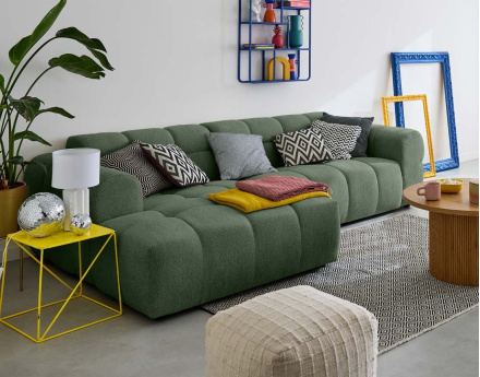 Canapé d'angle gauche 4 places en tissu texturé