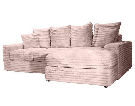 Canapé d'angle droit 4 places en fausse fourrure côtelée Andy