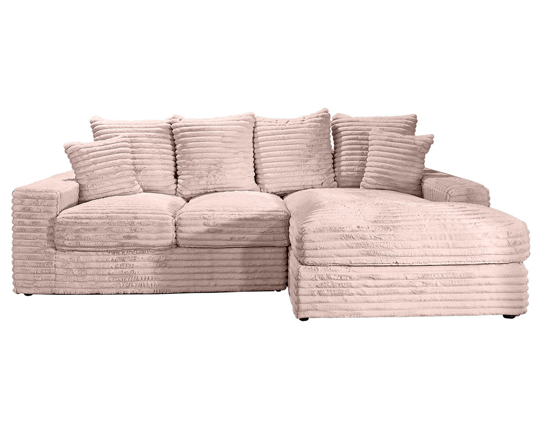 Canapé d'angle droit 4 places en fausse fourrure côtelée Andy