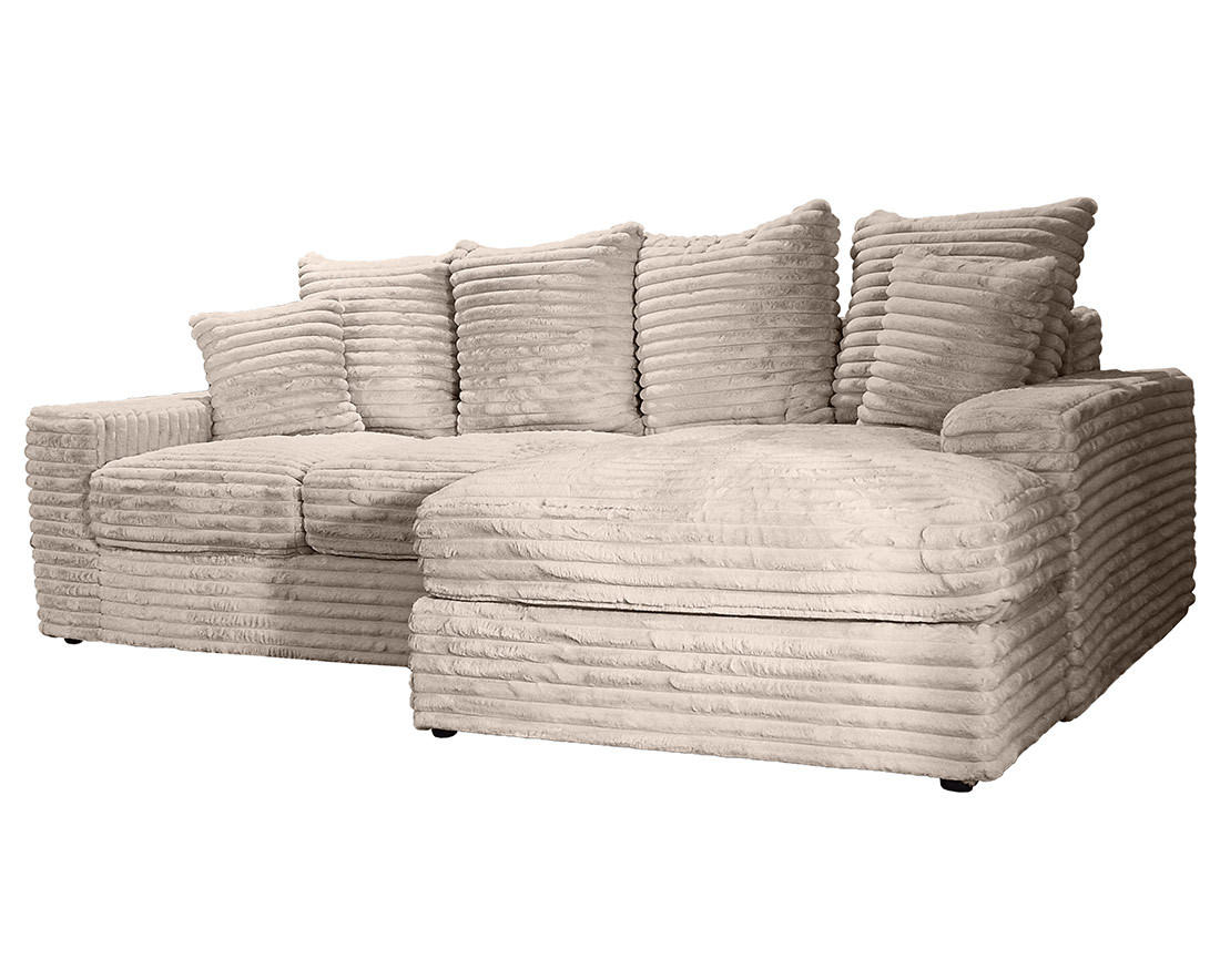 Canapé d'angle droit 4 places en fausse fourrure côtelée Andy