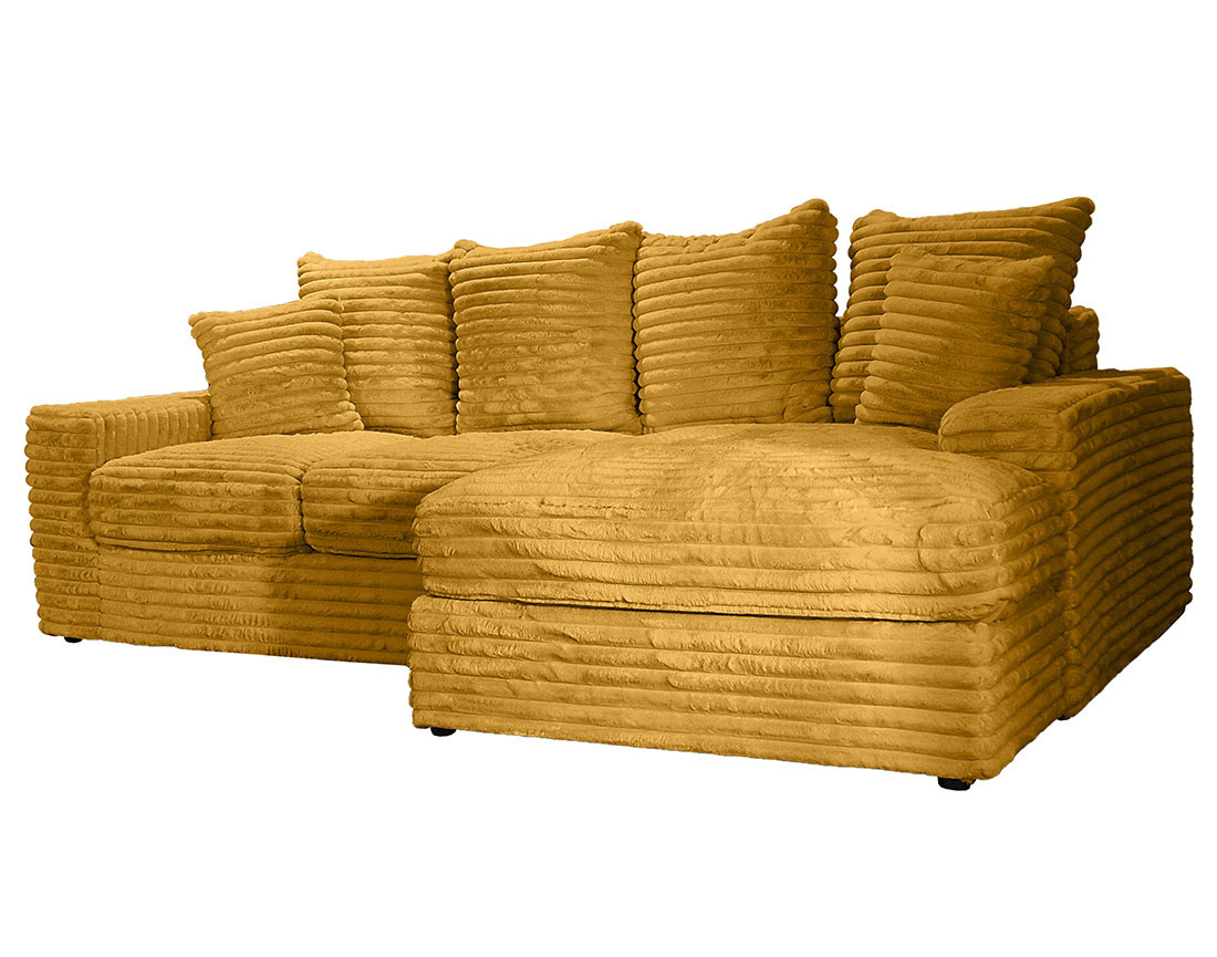 Canapé d'angle droit 4 places en fausse fourrure côtelée Andy