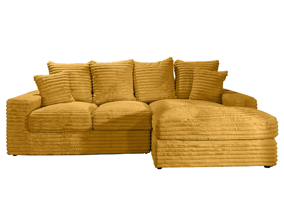 Canapé d'angle droit 4 places en fausse fourrure côtelée Andy