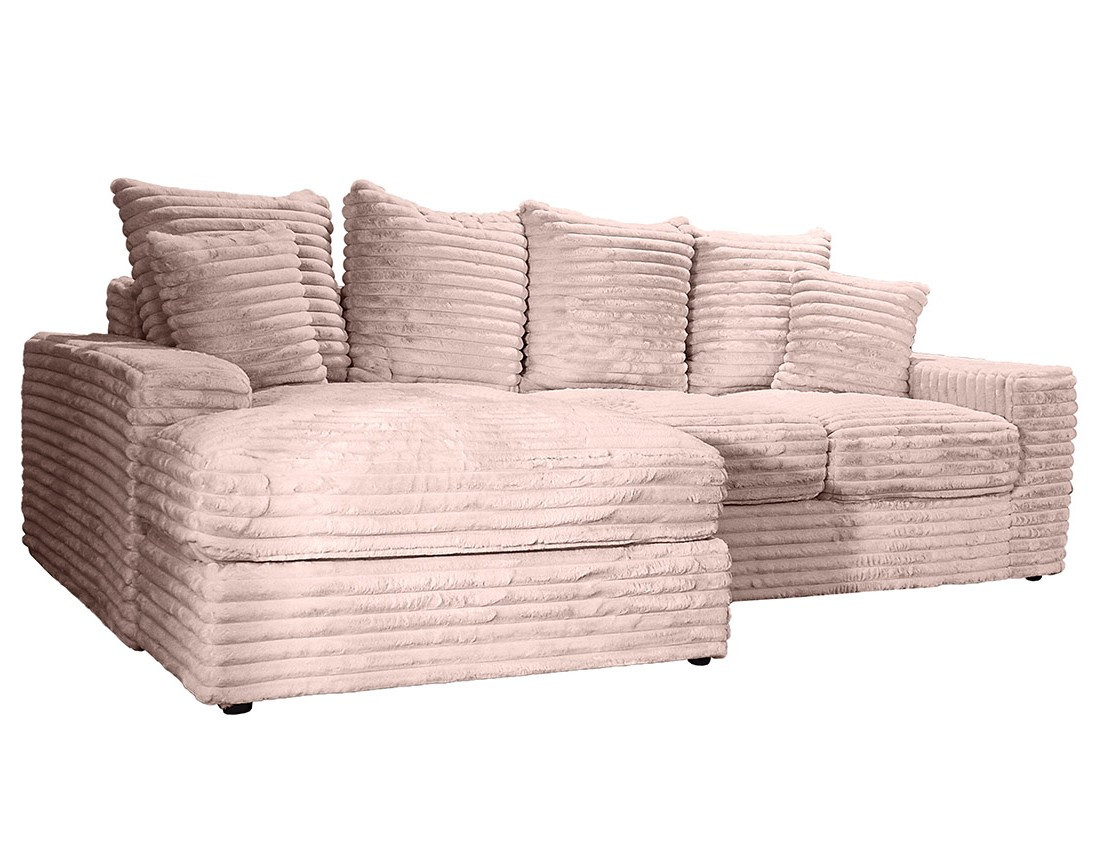 Canapé d'angle gauche 4 places en fausse fourrure côtelée Andy