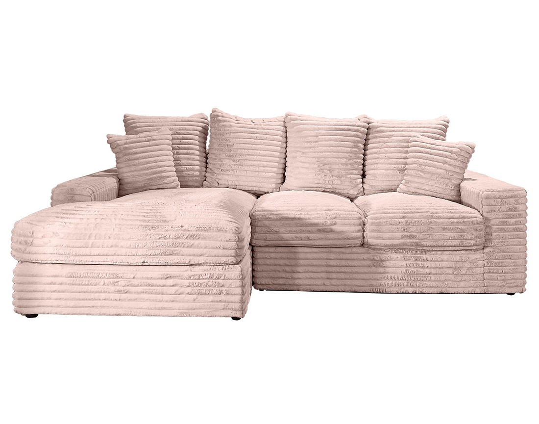 Canapé d'angle gauche 4 places en fausse fourrure côtelée Andy