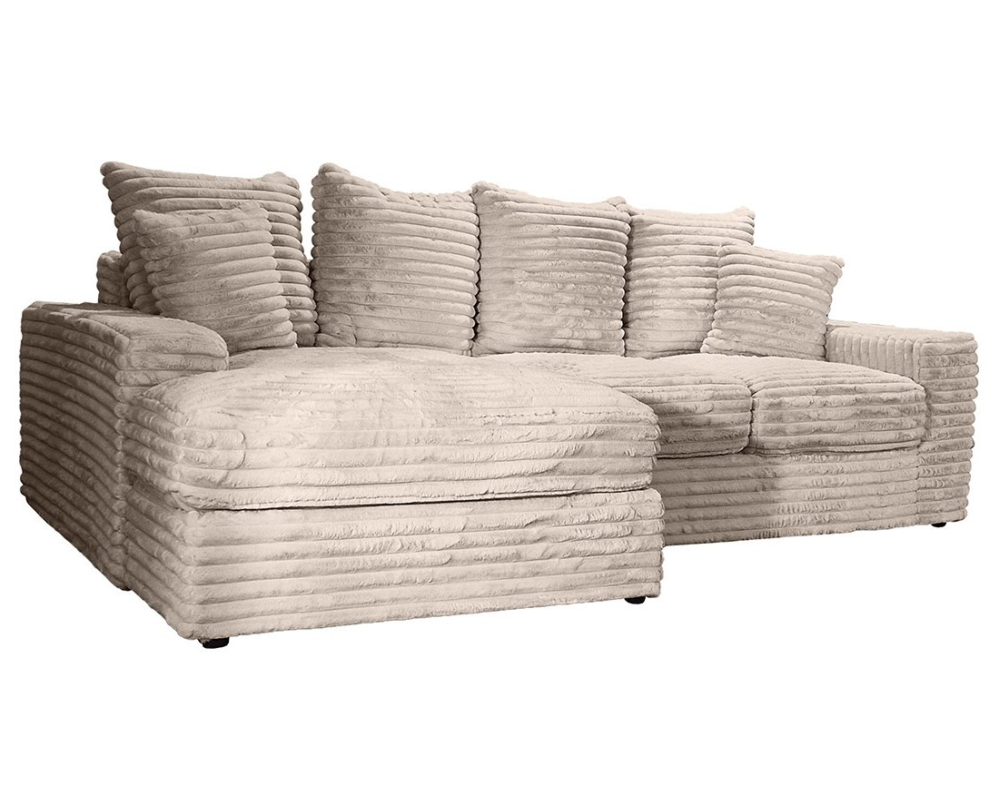 Canapé d'angle gauche 4 places en fausse fourrure côtelée Andy