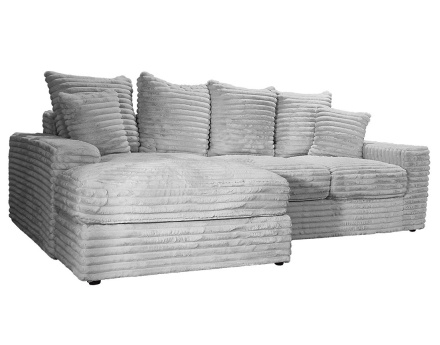 Canapé d'angle gauche 4 places en fausse fourrure côtelée Andy