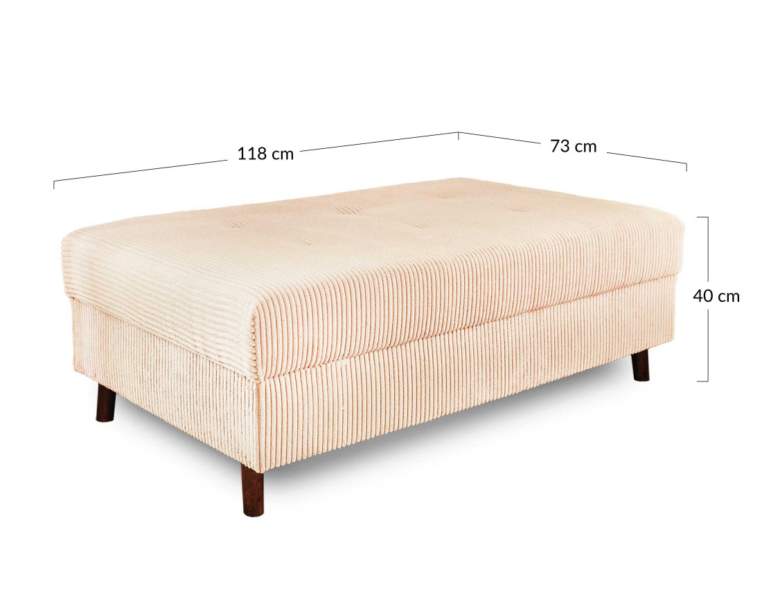 Canapé d'angle droit - 4 places - avec pouf d'appoint - en velours côtelé - Rune