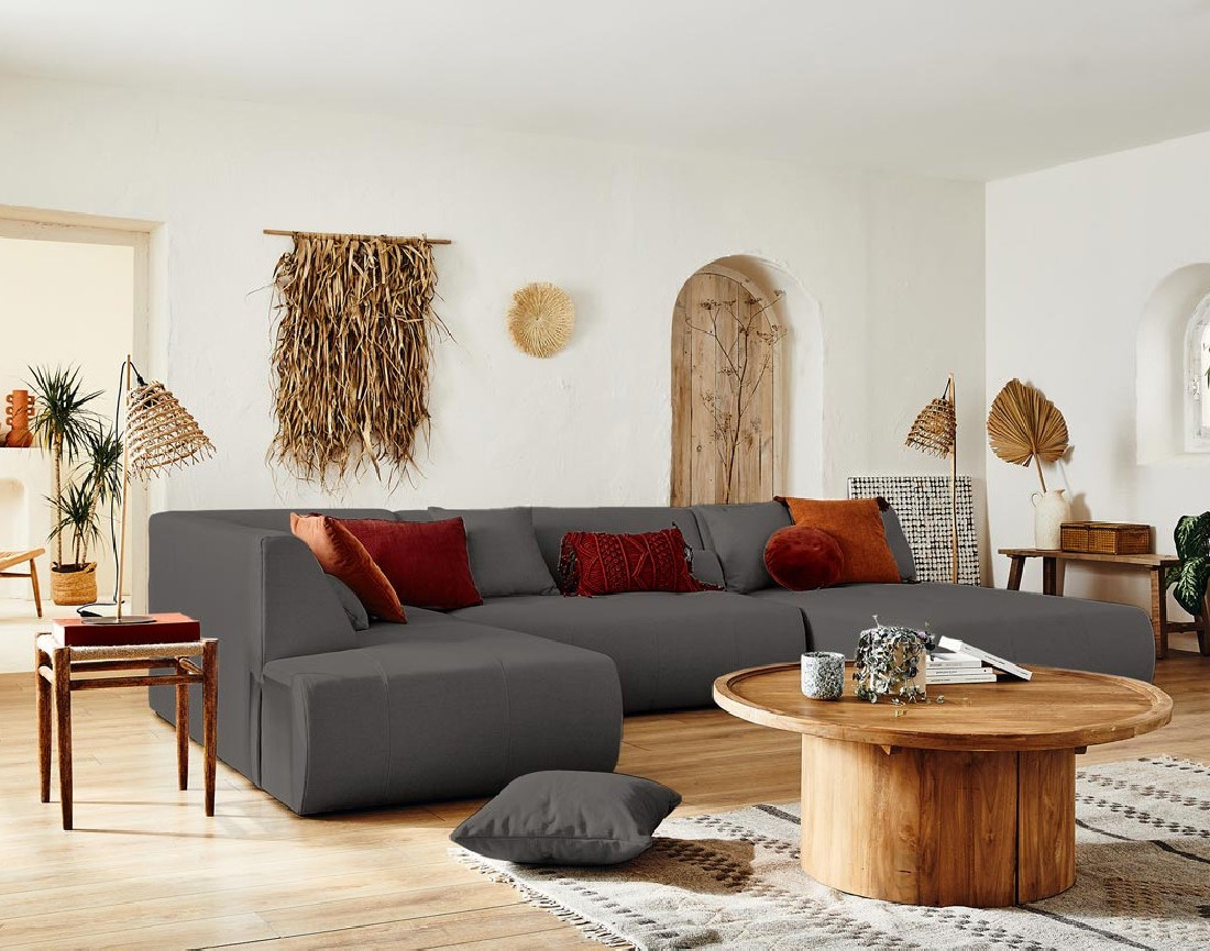 Canapé modulable panoramique d'angle gauche 7 places - en tissu - Onyx