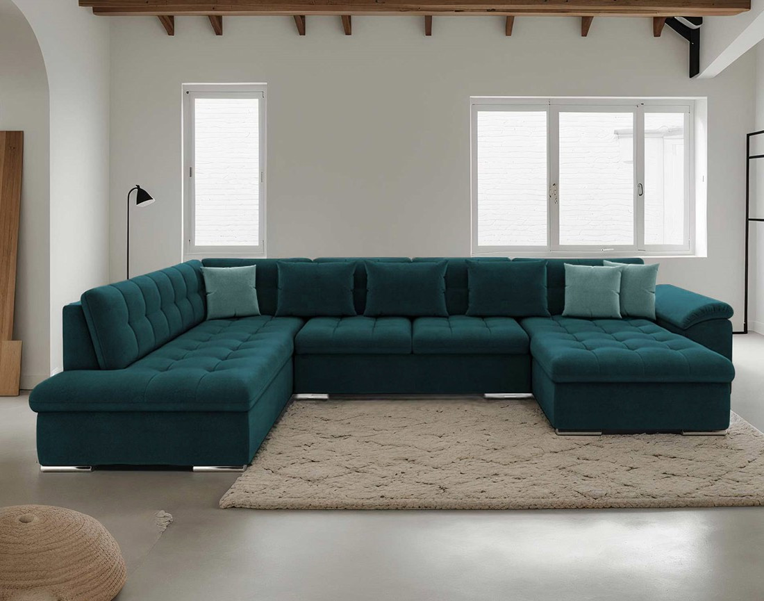 Chuck – canapé panoramique d'angle gauche convertible avec coffre au style contemporain