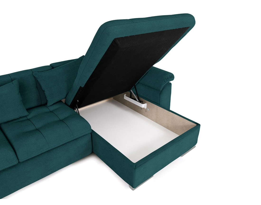 Chuck – canapé panoramique d'angle gauche convertible avec coffre au style contemporain