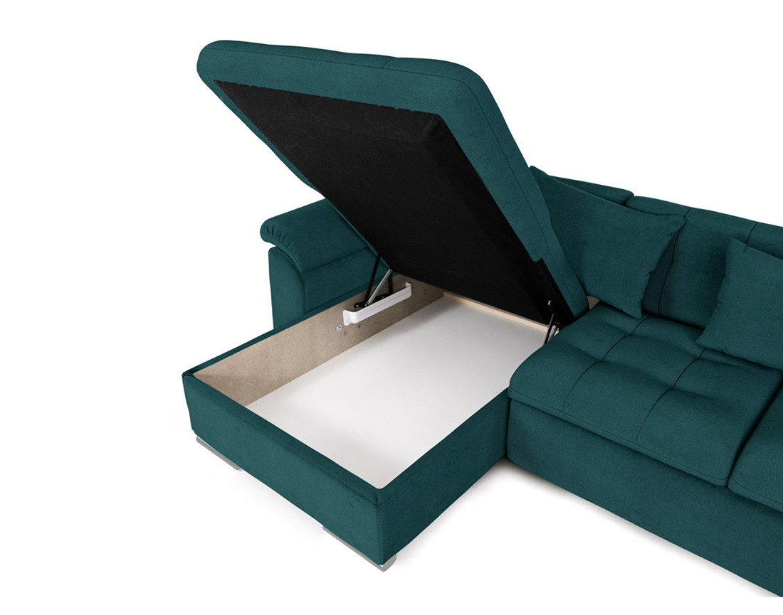 Chuck – canapé panoramique d'angle droit convertible avec coffre au style contemporain