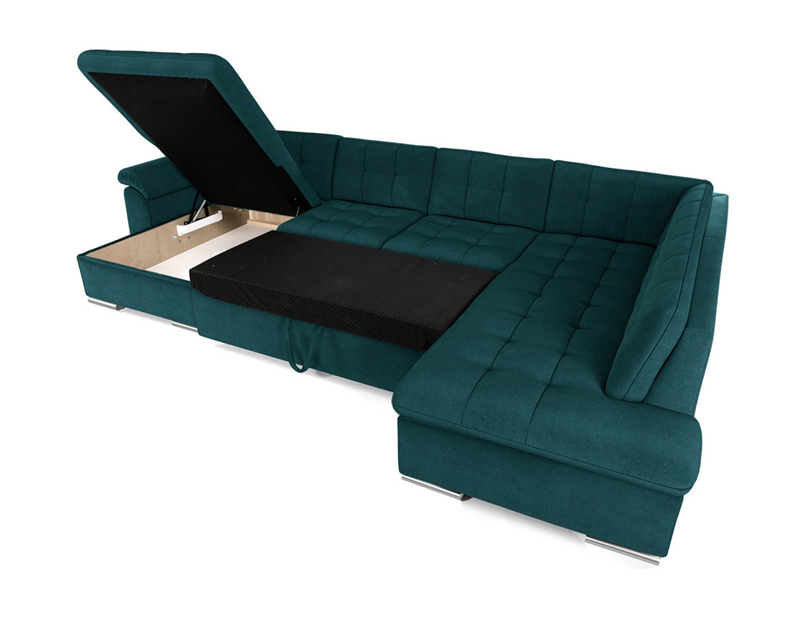 Chuck – canapé panoramique d'angle droit convertible avec coffre au style contemporain