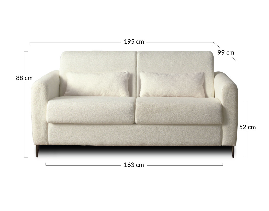 Owen - canapé 3 places convertible en tissu bouclette - couchage quotidien avec ouverture express