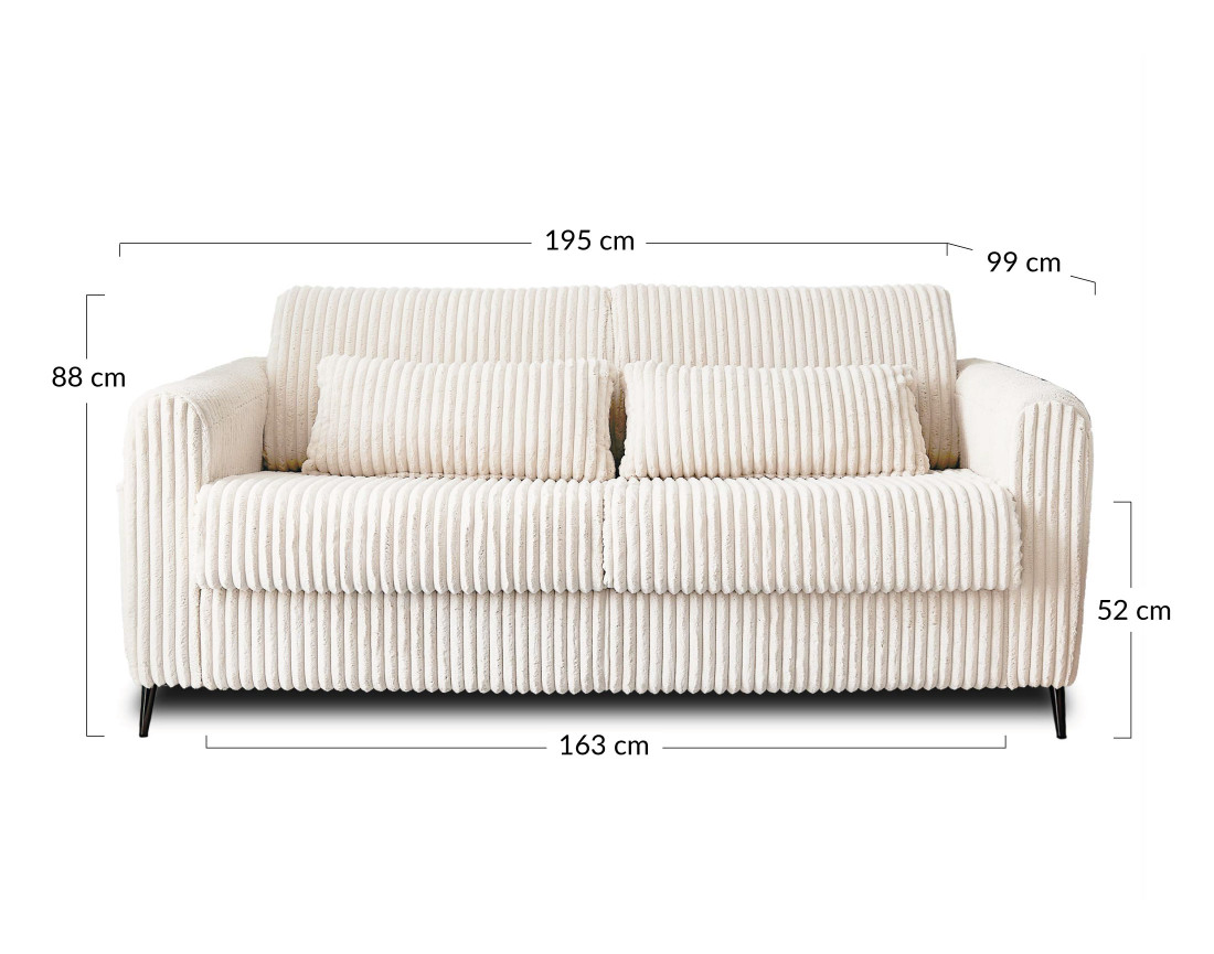 Canapé 3 places convertible express quotidien en grosses côtes Owen