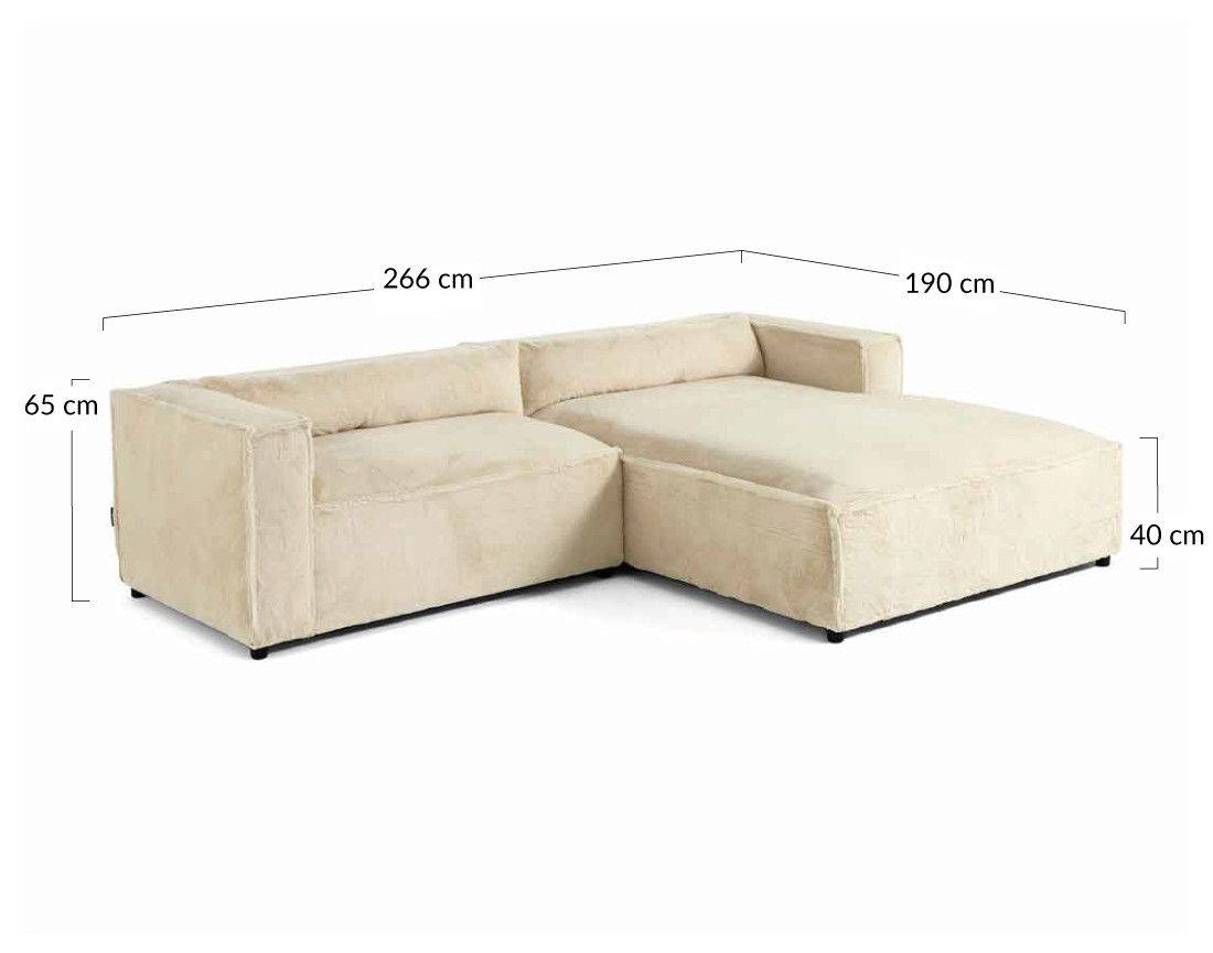 Canapé d'angle droit 4 places en fausse fourrure Ela