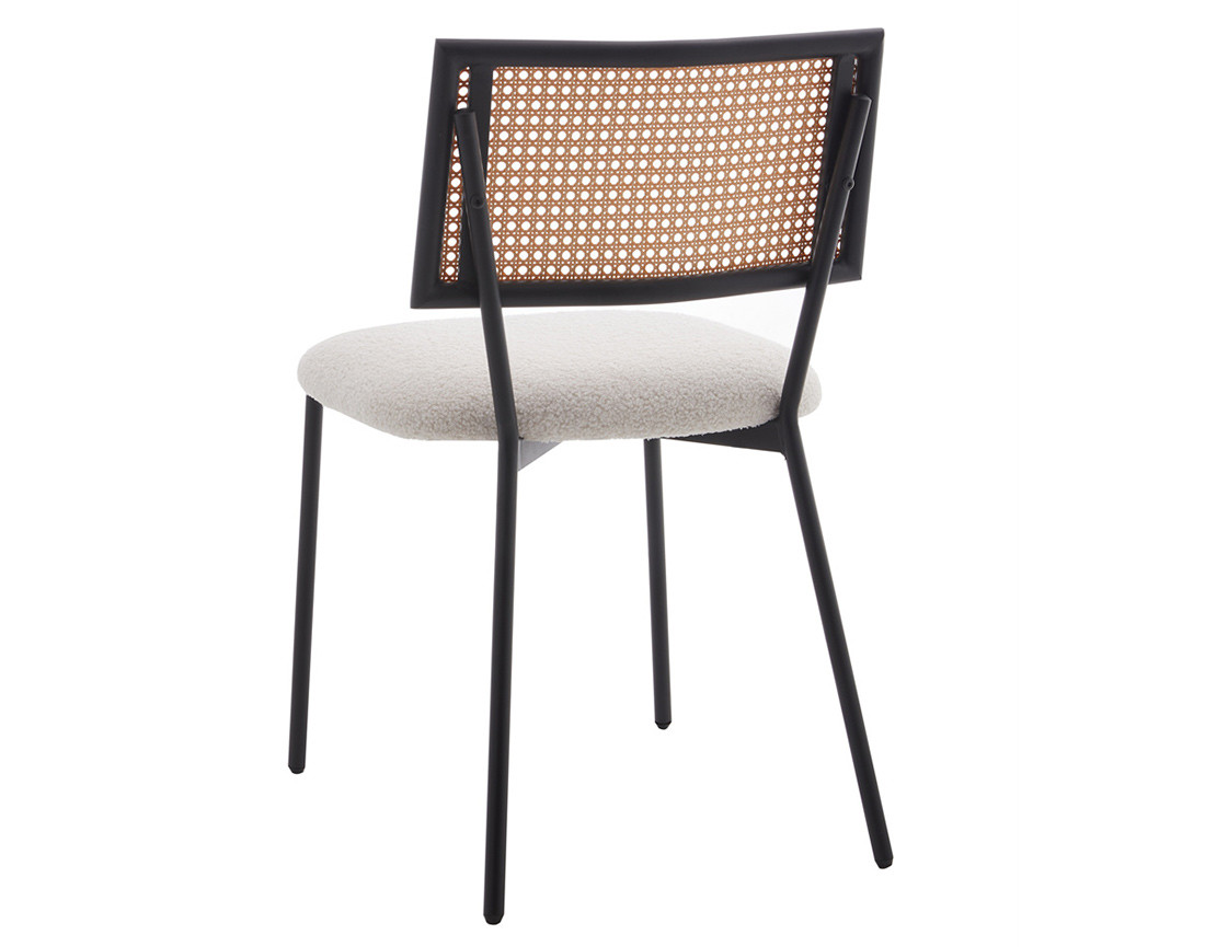 Lot de 2 chaises cannage en tissu bouclette Luciano