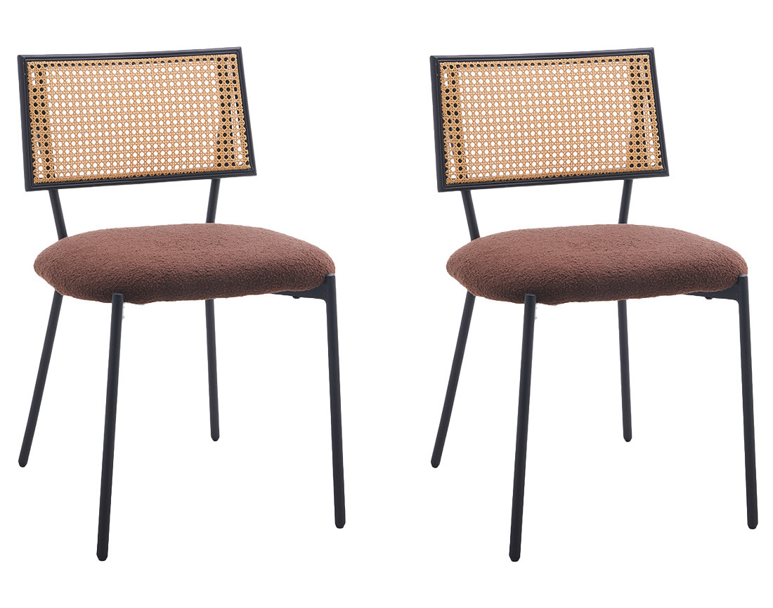 Lot de 2 chaises en tissu bouclette Luciano