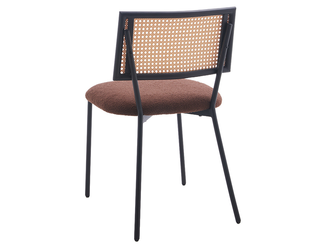 Lot de 2 chaises cannage en tissu bouclette Luciano