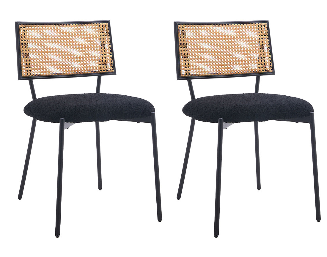 Lot de 2 chaises en tissu bouclette Luciano
