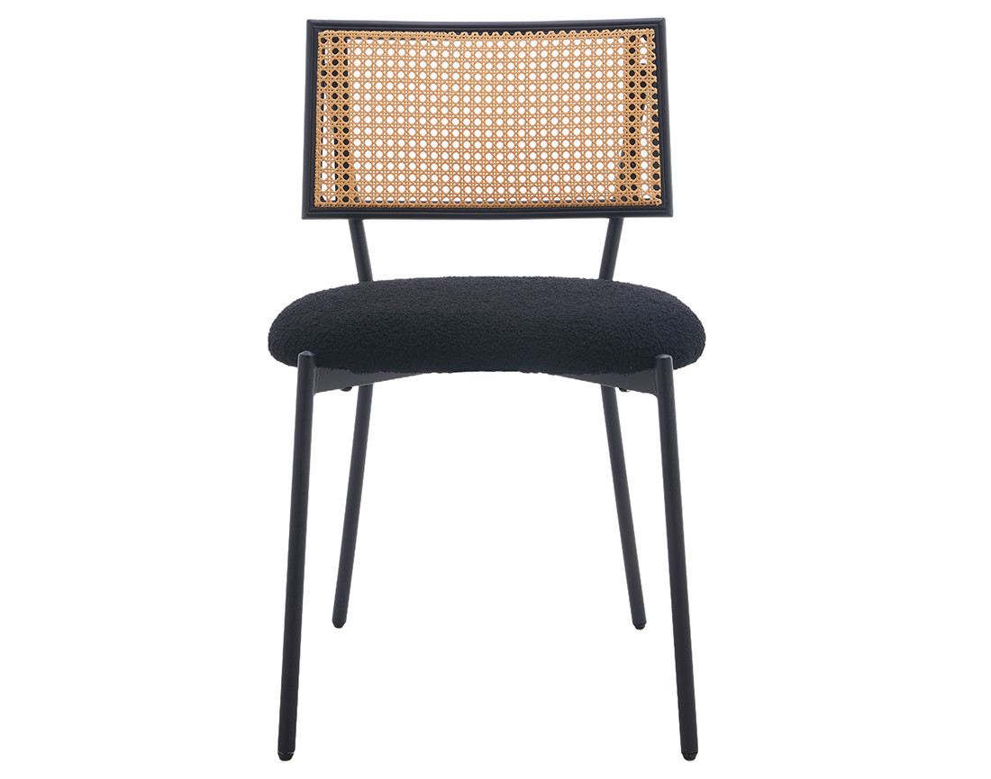 Lot de 2 chaises cannage en tissu bouclette Luciano