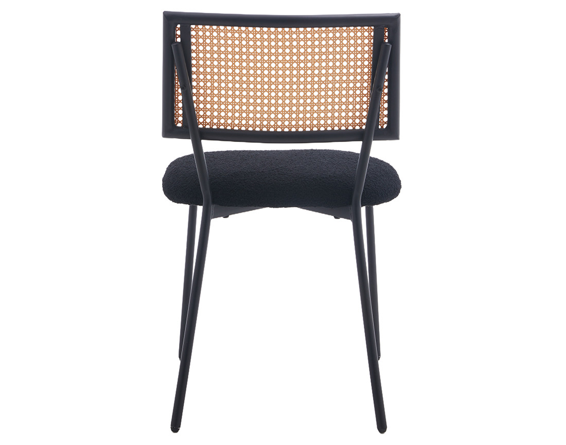 Lot de 2 chaises cannage en tissu bouclette Luciano