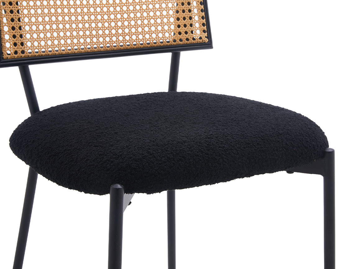 Lot de 2 chaises cannage en tissu bouclette Luciano