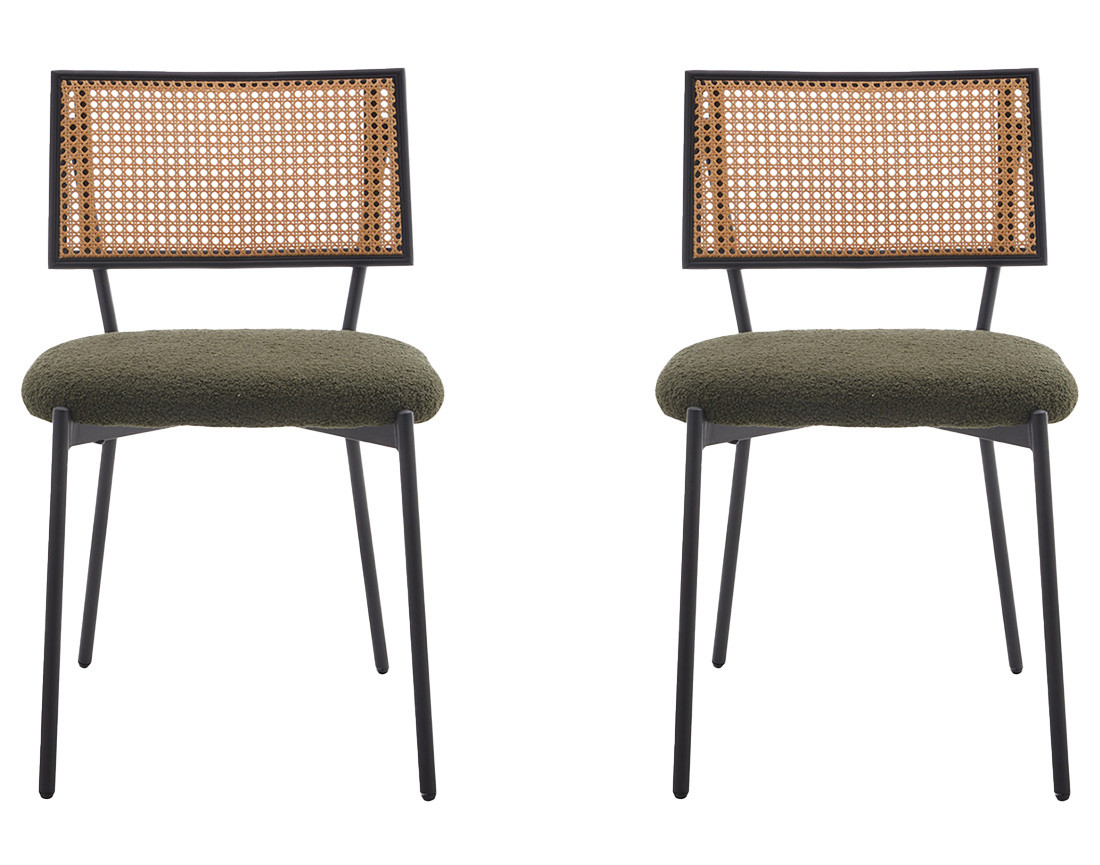 Lot de 2 chaises en tissu bouclette Luciano