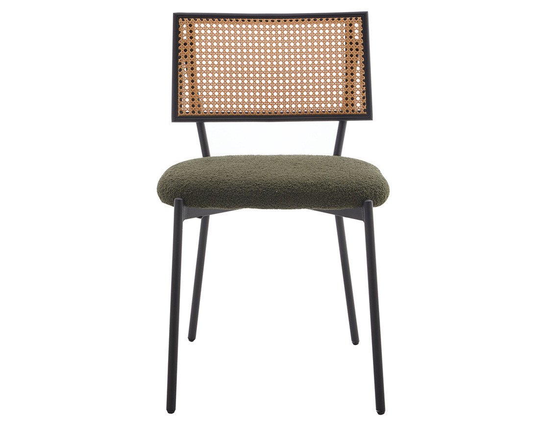 Lot de 2 chaises cannage en tissu bouclette Luciano
