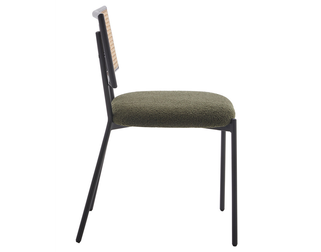Lot de 2 chaises cannage en tissu bouclette Luciano