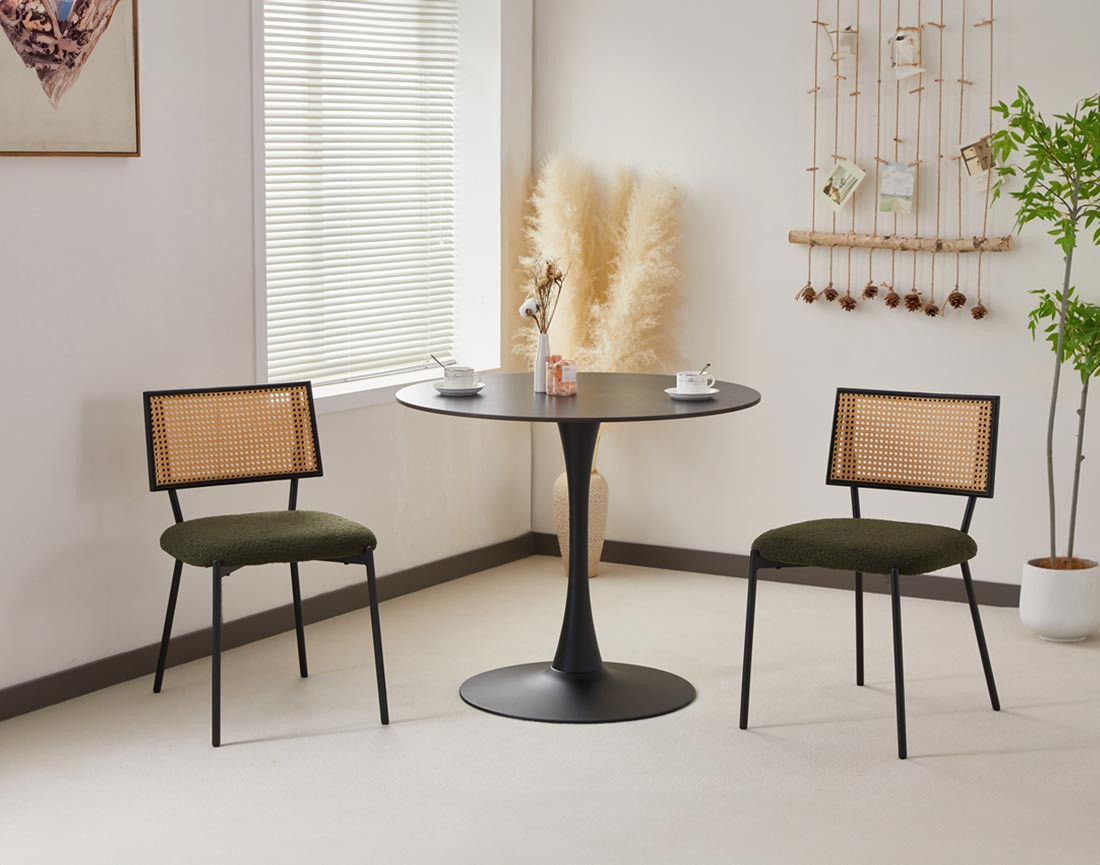 Lot de 2 chaises en tissu bouclette Luciano