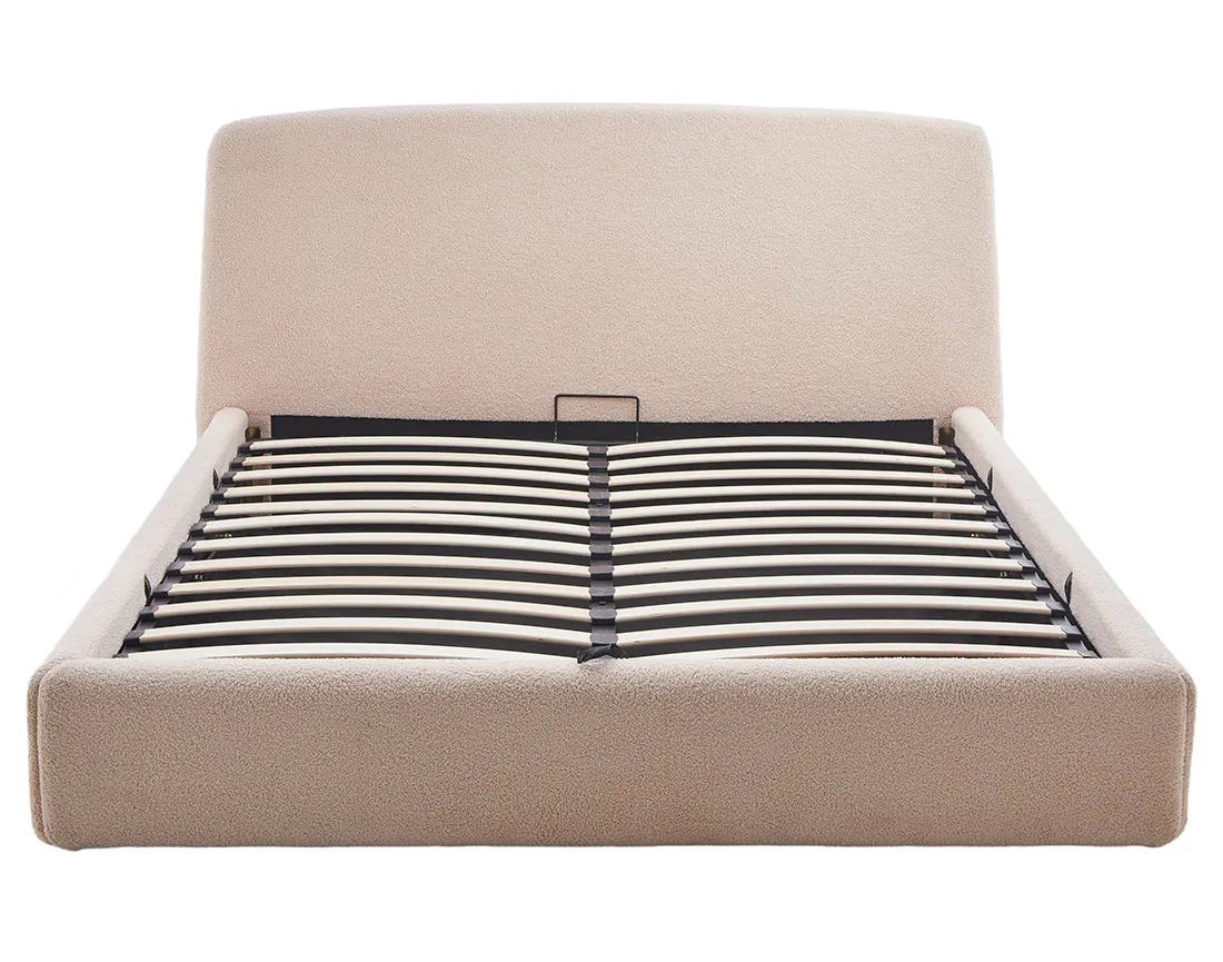 Lit coffre 160x200 cm en tissu bouclette Juliette