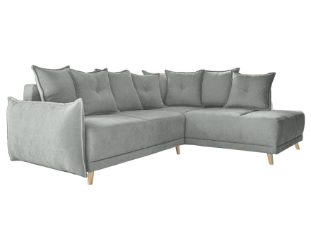Lena - canapé d’angle droit gris clair convertible au style scandinave