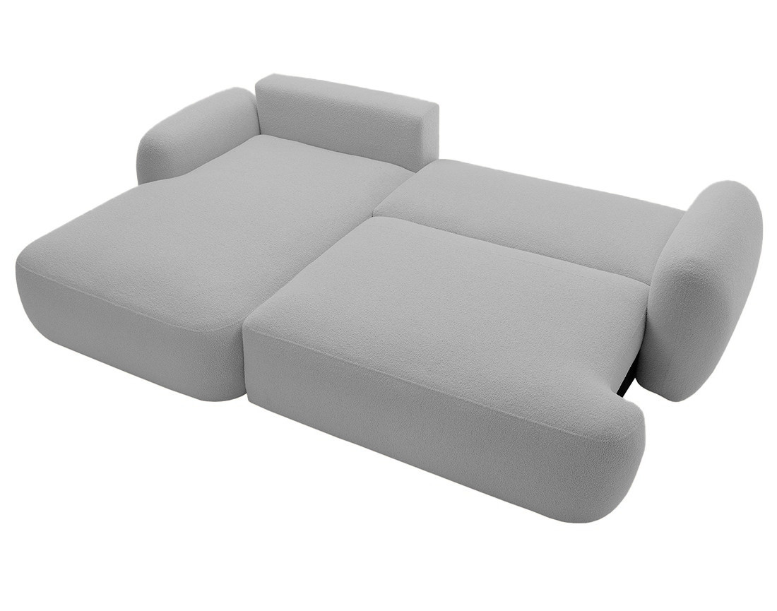 Canapé d'angle gauche convertible avec coffre en tissu bouclette Berenice