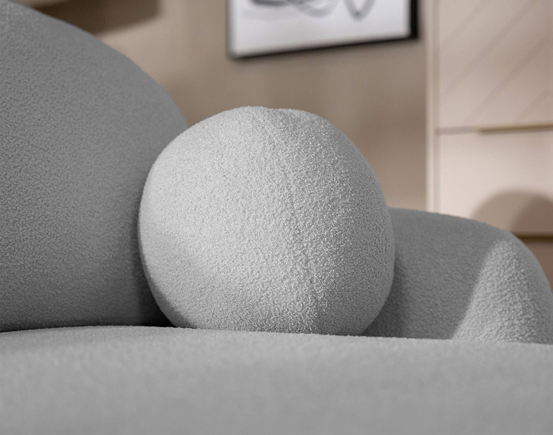 Canapé d'angle gauche convertible avec coffre en tissu bouclette Berenice