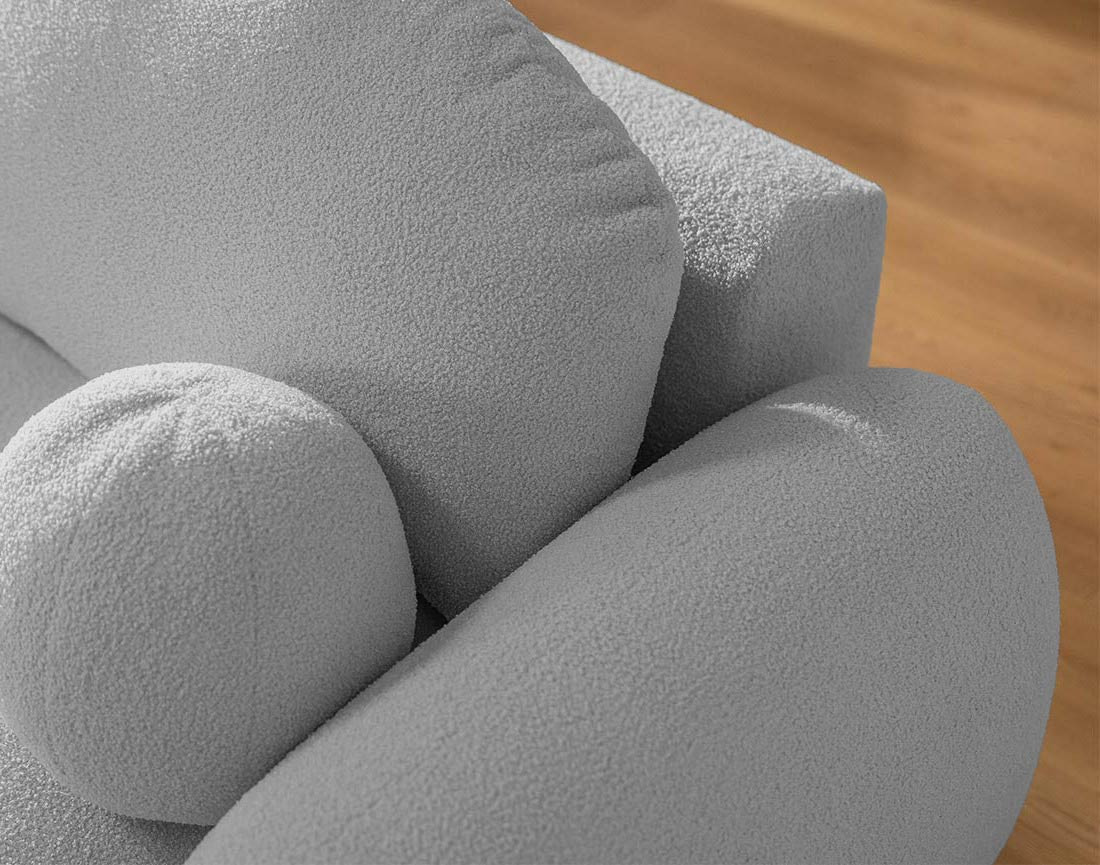 Canapé d'angle gauche convertible avec coffre en tissu bouclette Berenice